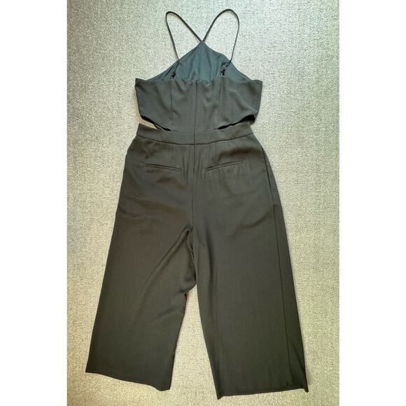 Bebe Jumpsuit Cutout Cropped Wide Leg Black Size 12 - Picture 3 of 8